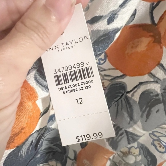 NWT Ann Taylor | Citrus Blossom Print Summer Linen Dress Women's Size 6 - Picture 2 of 8